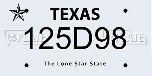 125D98 Texas License Plate