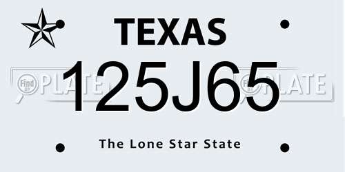 125J65 Texas License Plate