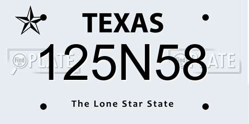 125N58 Texas License Plate