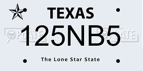 125NB5 Texas License Plate