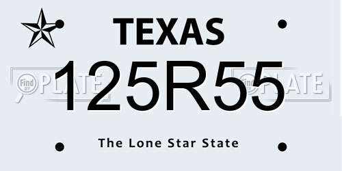 125R55 Texas License Plate