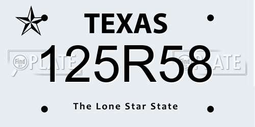 125R58 Texas License Plate