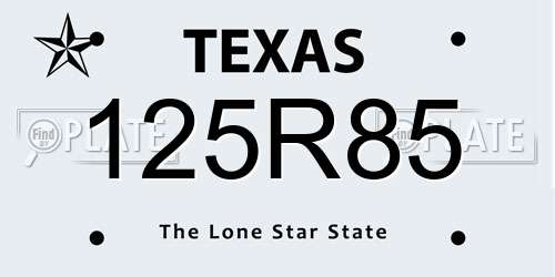 125R85 Texas License Plate