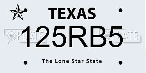 125RB5 Texas License Plate
