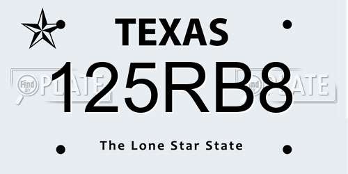 125RB8 Texas License Plate