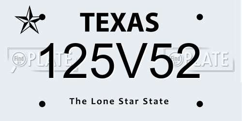 125V52 Texas License Plate