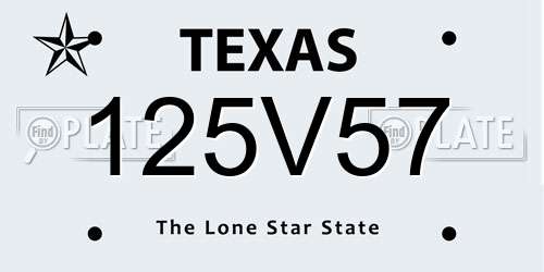 125V57 Texas License Plate