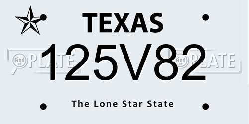125V82 Texas License Plate