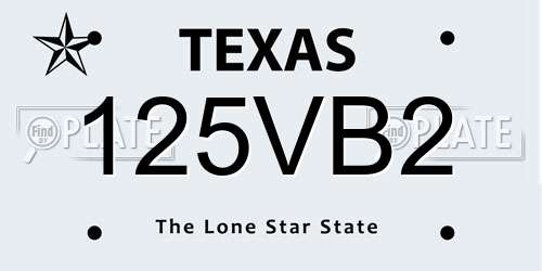 125VB2 Texas License Plate