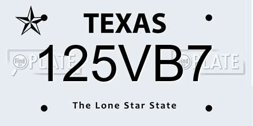 125VB7 Texas License Plate