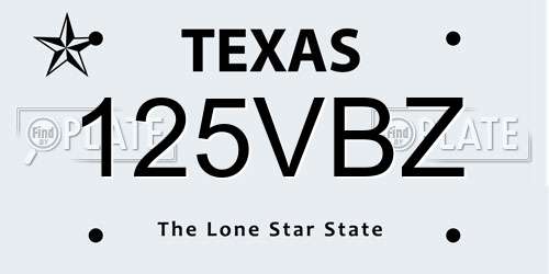 125VBZ Texas License Plate