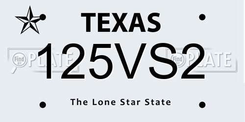 125VS2 Texas License Plate
