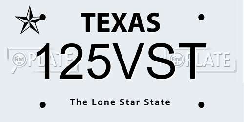 125VST Texas License Plate