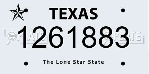 1261883 Texas License Plate