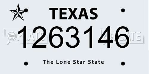 1263146 Texas License Plate