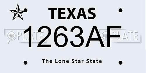 1263AF Texas License Plate