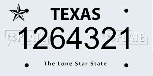 1264321 Texas License Plate