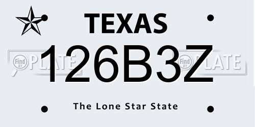 126B3Z Texas License Plate