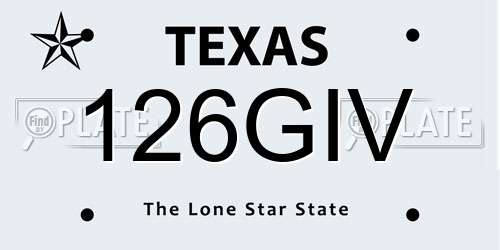 126GIV Texas License Plate