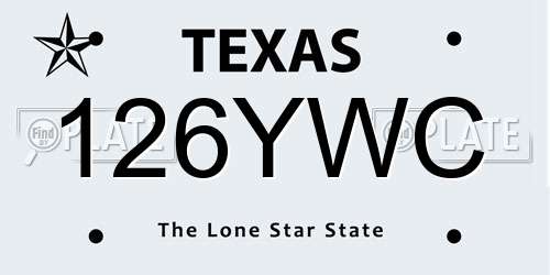126YWC Texas License Plate