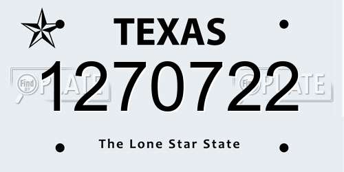 1270722 Texas License Plate