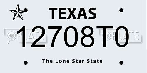12708T0 Texas License Plate