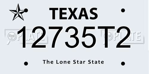 12735T2 Texas License Plate