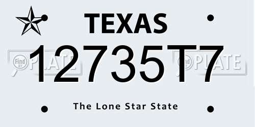 12735T7 Texas License Plate