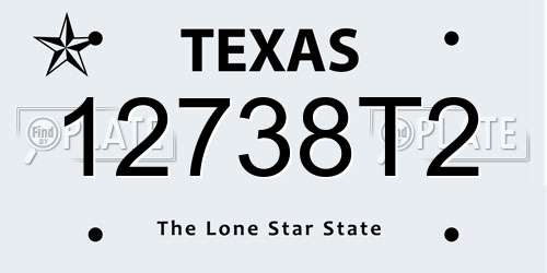 12738T2 Texas License Plate
