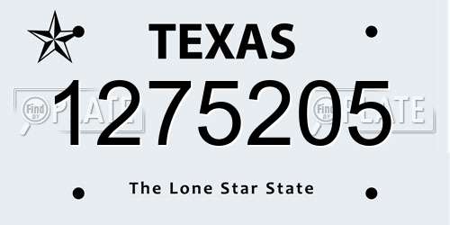 1275205 Texas License Plate