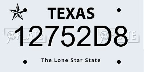12752D8 Texas License Plate