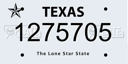 1275705 Texas License Plate