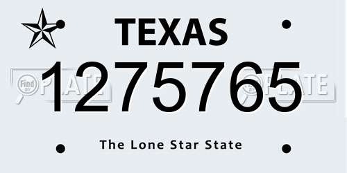 1275765 Texas License Plate