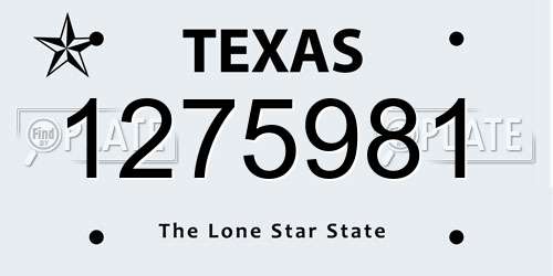1275981 Texas License Plate