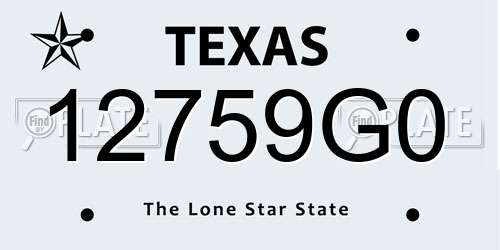 12759G0 Texas License Plate