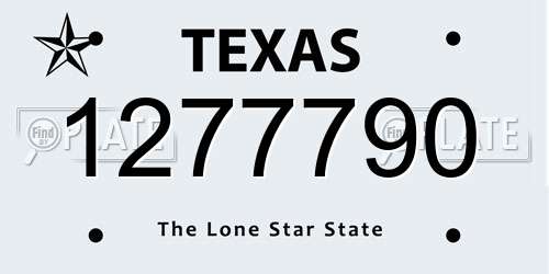 1277790 Texas License Plate