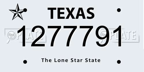 1277791 Texas License Plate