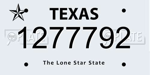 1277792 Texas License Plate