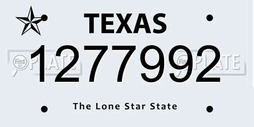 1277992 Texas License Plate