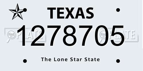 1278705 Texas License Plate