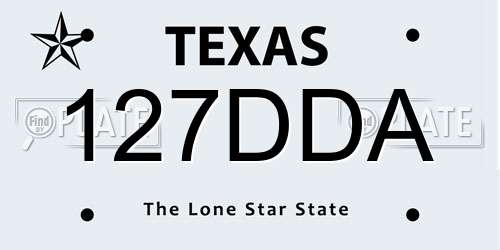 127DDA Texas License Plate