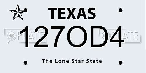 127OD4 Texas License Plate