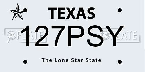 127PSY Texas License Plate