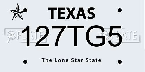127TG5 Texas License Plate