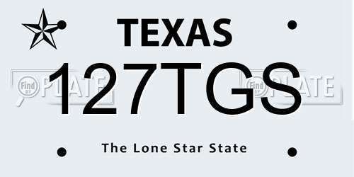 127TGS Texas License Plate