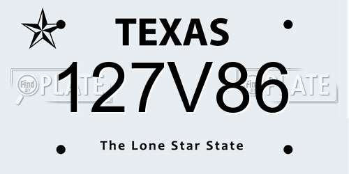 127V86 Texas License Plate
