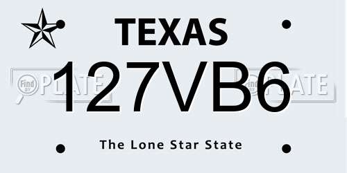 127VB6 Texas License Plate
