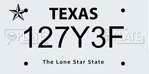 127Y3F Texas License Plate