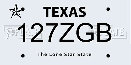 127ZGB Texas License Plate