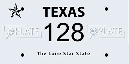 128 Texas License Plate